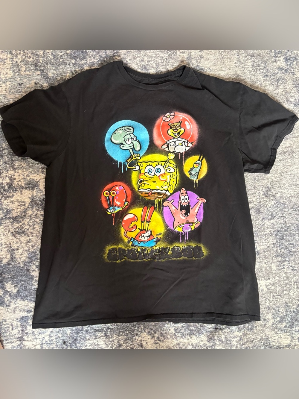 Large SpongeBob SquarePants Black Graphic Tee